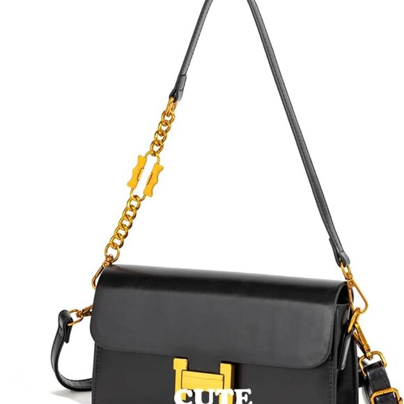 Women Leather Crossbody Bag Small Compact Designer Handbag Black - Picture 2 of 6